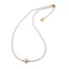 Colier Sidef alb sfere 3mm, elemente aurii si Perla 9mm