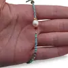 Colier Turcoaz fatetat 3mm , Perle de cultura, mix de cristale 4mm si elemente aurii, imagine 3