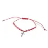 Bratara reglabila, snur alb si rosu cu charm cruce