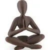 Figurina silueta in pozitie de lotus cu mudra Namaste, 12cm - maro