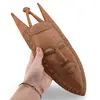 Masca decorativa vintage din lemn sculptura etnica, 32cm, imagine 3