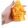 Statueta feng shui Buddha vesel cu pepita in mana, 10cm - aurie, imagine 3
