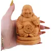 Statueta feng shui Buddha vesel cu pepita in mana, 10cm - galben inchis, imagine 3