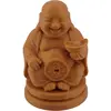 Statueta feng shui Buddha vesel cu pepita in mana, 10cm - galben inchis