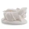 Statueta feng shui Ganesha relaxat simbolizand pacea interioara si depasirea obstacolelor fara efort, 17cm - alb, imagine 2