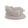 Statueta feng shui Ganesha relaxat simbolizand pacea interioara si depasirea obstacolelor fara efort, 17cm - alb