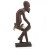 Statueta vintage din lemn barbat african artist muzical, 30cm, imagine 2