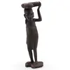 Statueta vintage din lemn femeie tribala cu greutate pe cap, 37cm