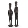 Statuete vintage din lemn, cuplu tribal, 21-22cm