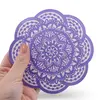 Suport pentru cristale plat in forma de floare cu model mandala - mov, imagine 3