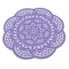 Suport pentru cristale plat in forma de floare cu model mandala - mov