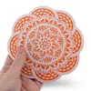 Suport pentru cristale plat in forma de floare cu model mandala - portocaliu, imagine 3