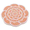 Suport pentru cristale plat in forma de floare cu model mandala - portocaliu