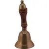 Clopotel vintage din alama cu maner din lemn, 15cm