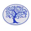 Decoratiune rotunda Copacul Vietii gravat, albastru - 15cm