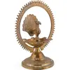 Decoratiune vintage din alama, lampa traditionala cu paun samai Dyia - 19cm, imagine 2
