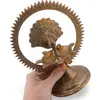 Decoratiune vintage din alama, lampa traditionala cu paun samai Dyia - 19cm, imagine 3