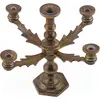 Sfesnic vintage din alama, model mic cu patru brate gravate, 8cm, imagine 2