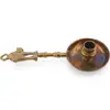 Suport pentru lumanare vintage din alama cu maner sculptat in forma de pisica, 23cm, imagine 2