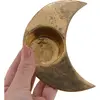 Suport vintage din alama pentru lumanare, in forma de semiluna - 11,5cm, imagine 3