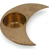 Suport vintage din alama pentru lumanare, in forma de semiluna - 11,5cm