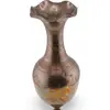 Vaza vintage din alama, model patinat si flori gravate - 25cm, imagine 2