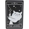 Decoratiune tip carte de tarot THE LOVERS, 20cm - negru cu alb