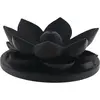 Suport aromaterapie pentru ardere betisoare parfumate, model floare de lotus neagra - 2,5cm