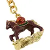 Amuleta breloc feng shui din metal Calul Tributului cu sacul prosperitatii, 2026, imagine 2