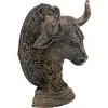 Decoratiune gravata zodia Taur cu accente aurii, 13,5cm, imagine 2