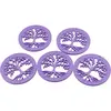 Decoratiune rotunda Copacul Vietii, model perforat mov - 7,5cm, imagine 2