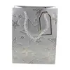 Punga pentru cadou dreptunghiulara argintie cu diverse modele, 23x18cm