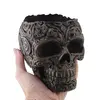 Decoratiune / Suport pentru cristale, model craniu gravat in stil baroc antichizat manual - 11cm, imagine 3