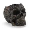 Decoratiune / Suport pentru cristale, model craniu gravat in stil baroc antichizat manual - 11cm