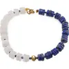 Bratara Lapis Lazuli si Piatra lunii rondele 7mm, Lapis lazuli sfere fatetate 2mm si Hematit auriu