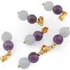 Pandantiv Acvamarin si Ametist sfere 8mm cu metal auriu, imagine 2