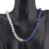 Set colier si bratara Lapis Lazuli si Piatra lunii rondele 7mm, Lapis lazuli sfere fatetate 2mm si Hematit auriu, imagine 4