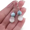 Cercei cu agatatoare Larimar si Selenit sfere cu element floare, 8-10mm, imagine 3