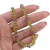 Colier Peridot patratele 4mm, Ametist rondele 6mm si bumbi aurii, imagine 3