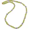 Colier Peridot patratele 4mm, Ametist rondele 6mm si bumbi aurii