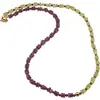 Colier Peridot patratele 5mm, Granat rhodolit rondele 5mm si sfere 3mm, Hematit auriu