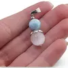 Pandantiv Larimar si Selenit sfere cu element floare, 8-10mm, imagine 3