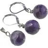 Set cercei si pandantiv Ametist sfere fatetate, 12mm
