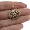 Pandantiv din cupru placat cu aur galben 18k, model rotund cu zodia Rac, imagine 3