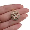 Pandantiv din cupru placat cu aur galben 18k, model rotund cu zodia Sagetator, imagine 3