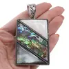Pandantiv dreptunghiular Sidef alb, Sidef gri si Scoica Abalone, imagine 3