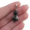 Pandantiv Obsidian auriu sfere si flori argintii, 8-10mm, imagine 4