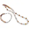 Set colier si bratara Opal dendritic si Cuart tangerin discuri fatetate 6-9mm si Labradorit sfere 3mm