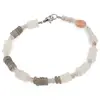 Bratara Calcedonie discuri fatetate 4mm, Piatra Lunii gri si Cuart fumuriu discuri 6mm si Piatra Lunii piersica banut 8mm