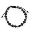 Bratara cu nod reglabil Turmalina si Hematit discuri fatetate 4-6mm, bumbi gravati cu rodiu